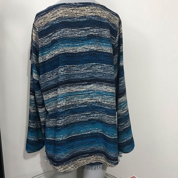 Ariat Blue Long Sleeve Fringe Etta‎ Blouse size large - Picture 10 of 13